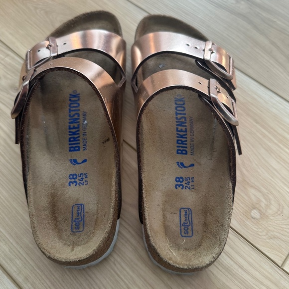 Birkenstock Women's Arizona Soft Footbed Copper Leather - Sz 38 - Picture 2 of 4